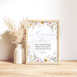 Watercolor Floral Wildflowers Mum-osa Bar Poster