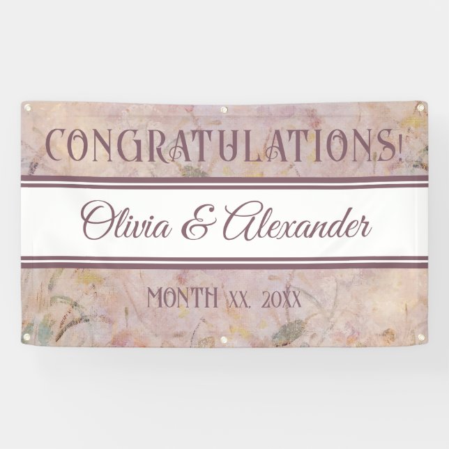 Watercolor Floral Wildflowers Wedding Reception  Banner (Horizontal)