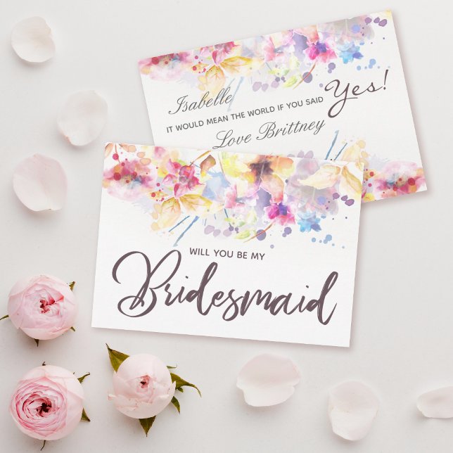 Watercolor Floral Will you be my Bridesmaid Invitation (Creator Uploaded)