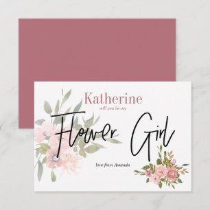 Watercolor Floral Will You Be My Flower Girl Invitation