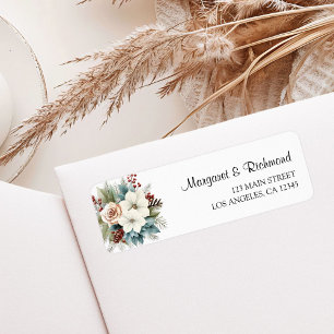 Watercolor Floral Winter Wedding Return Address