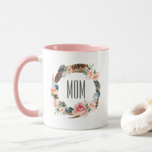 Watercolor Floral with Feathers   Mother's Day Mug