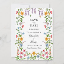 Watercolor Floral with Photo Wedding Save the date
