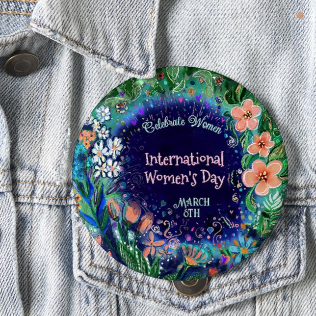 Watercolor Floral  Women's Day Button (Watercolor Floral Women's Day Button)