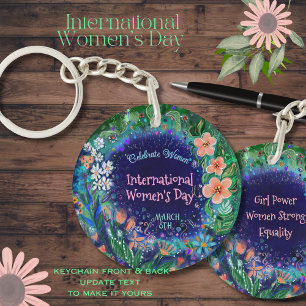 Watercolor Floral Women's Day Key Ring