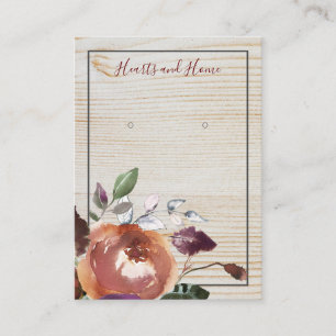 Watercolor Floral Wood Earring Display Card