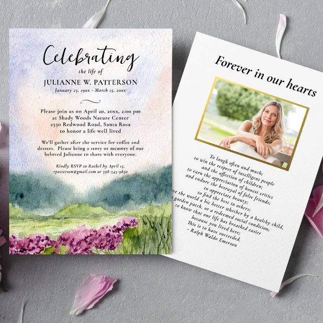 Watercolor Floral Woodland Celebration of Life Invitation (Creator Uploaded)