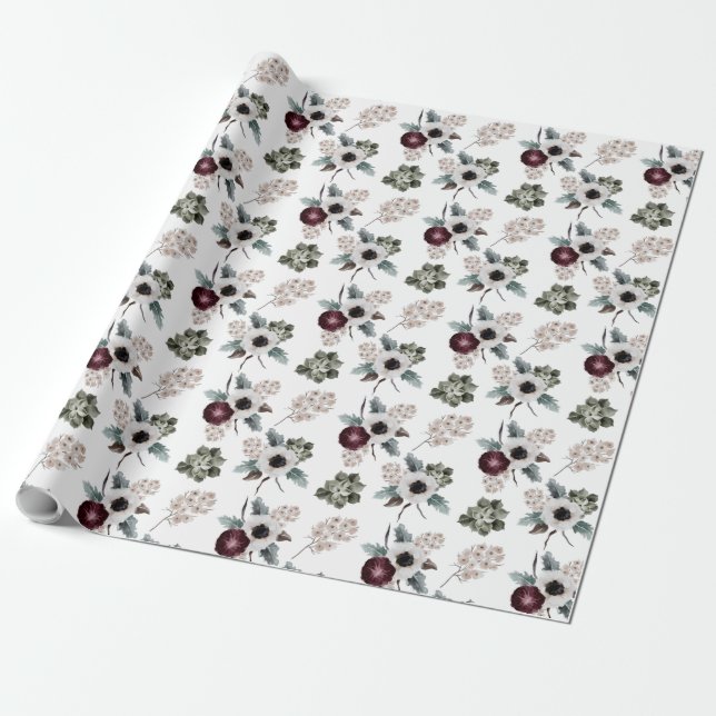 Watercolor Floral Wrapping Paper (Unrolled)