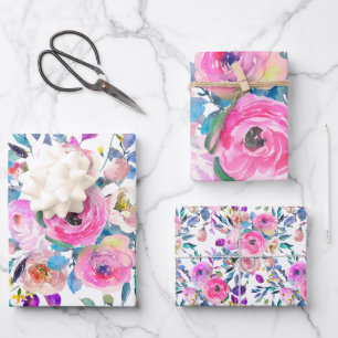 Watercolor Floral Wrapping Paper Sheets