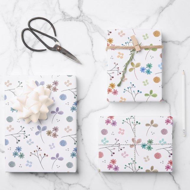 Watercolor Floral Wrapping Sheet Set | 3 sheets (Creator Uploaded)