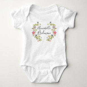 Watercolor Floral Wreath Baby Bodysuit