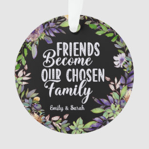 Watercolor Floral Wreath Friendship Quote gift Ornament