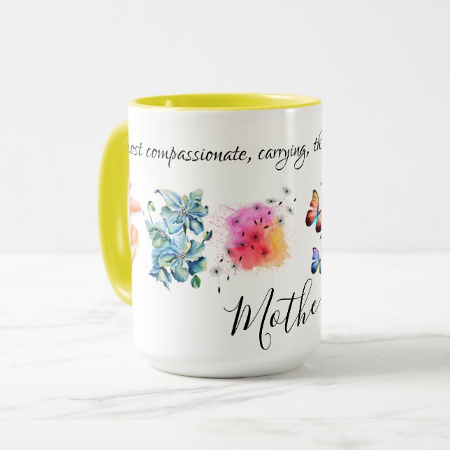 Watercolor Floral Wreath in Vivid Rainbow Colours Mug (Front Left)