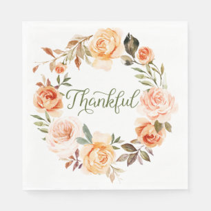 Watercolor Floral Wreath Luncheon Napkin