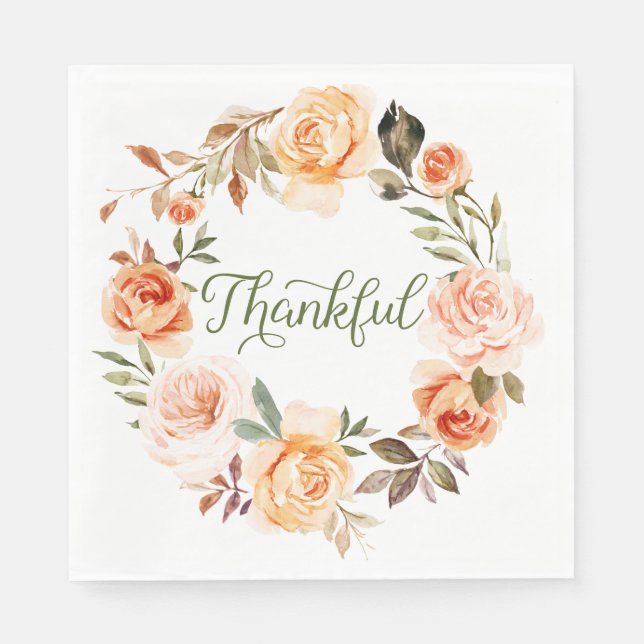 Watercolor Floral Wreath Luncheon Napkin (Front)