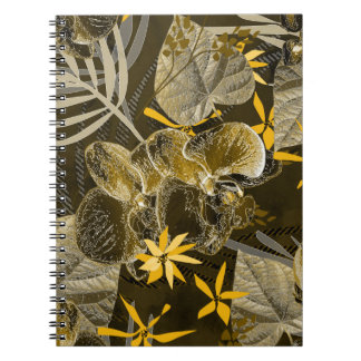 Watercolor floral yellow-brown pattern. notebook