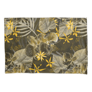 Watercolor floral yellow-brown pattern. pillowcase