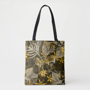 Watercolor floral yellow-brown pattern. tote bag