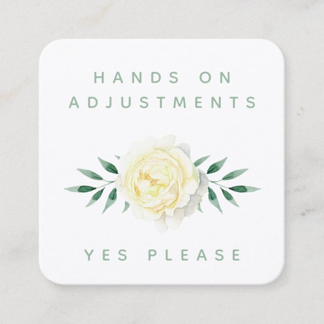 Watercolor Floral Yoga Adjustment Consent Cards (Front)