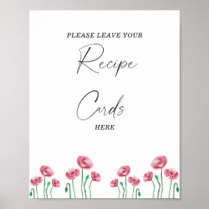 Watercolor floral Your recipe card here Poster