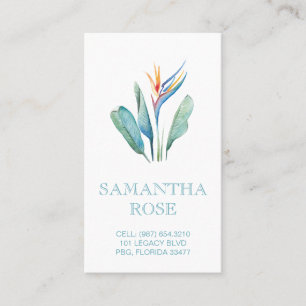 Watercolor Florals and Palm Leaves Tropical Business Card