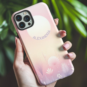 Watercolor Florals And Sun With Name iPhone 15 Case