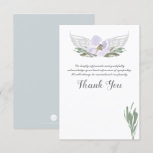 Watercolor Florals Angel Wings Funeral Thank You Invitation
