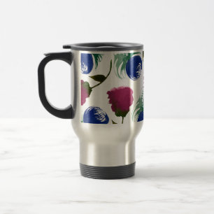 Watercolor Florals Blue Burgundy Greenery Paint Travel Mug