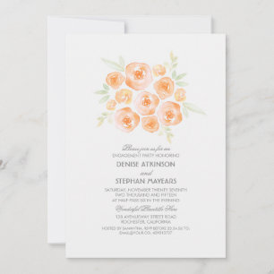 Watercolor Florals Bouquet Roses Engagement Party Invitation