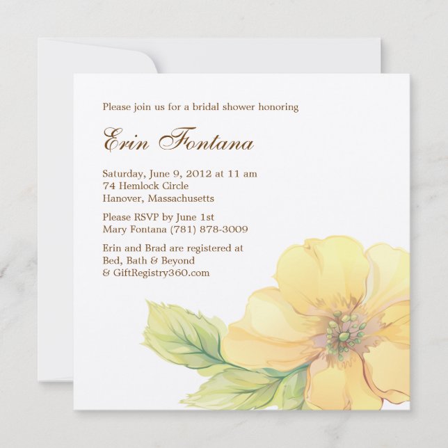 Watercolor Florals Bridal Shower Invitation (Front)