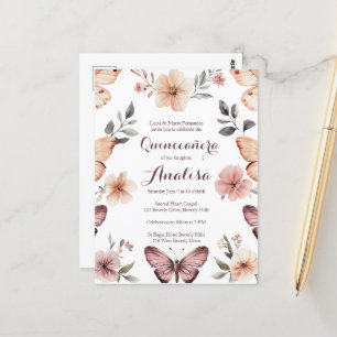 Watercolor Florals Butterflies Quinceañera CUSTOM Postcard