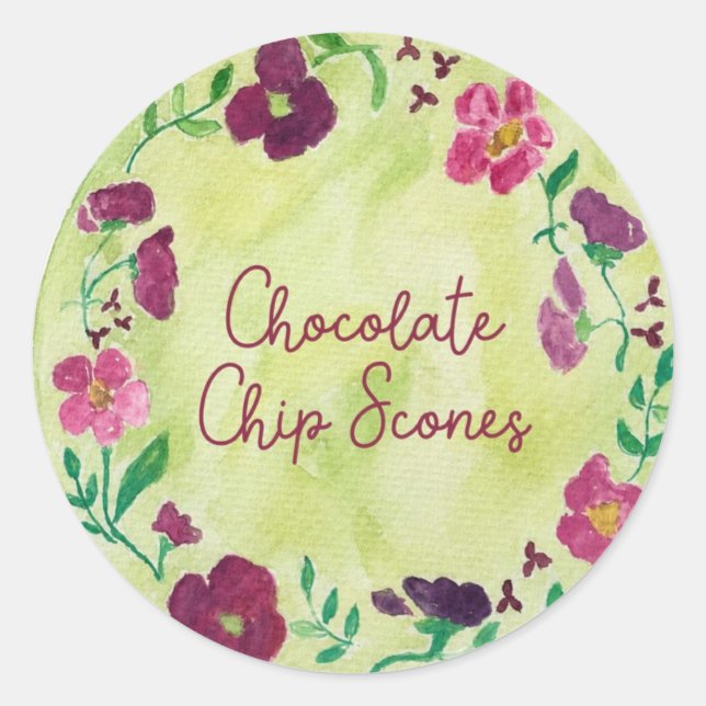 Watercolor Florals Classic Round Sticker (Front)