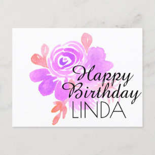 Watercolor Florals Hand Painted Happy Birthday Pos Postcard