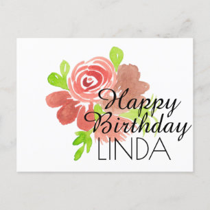Watercolor Florals Hand Painted Happy Birthday  Postcard