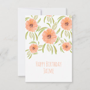 Watercolor Florals in Peach Mum Birthday  Card