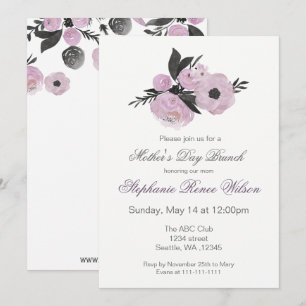 Watercolor Florals Mother's Day Brunch Tea Party Invitation