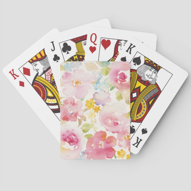 Watercolor Florals Playing Cards (Back)