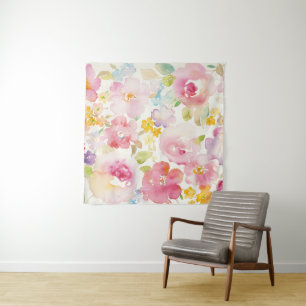 Watercolor Florals Tapestry