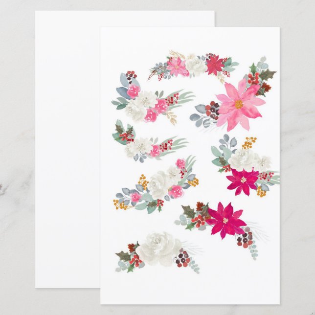 Watercolor florals to cut out and collage (Front/Back)