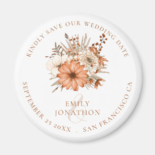 Watercolor Florals Wedding Keepsake Save The Date Magnet