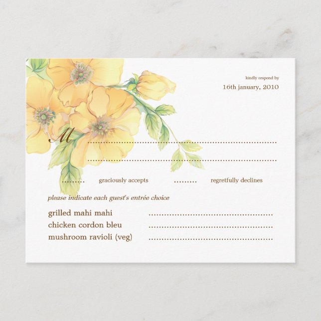 Watercolor Florals Wedding Response RSVP Postcard (Front)