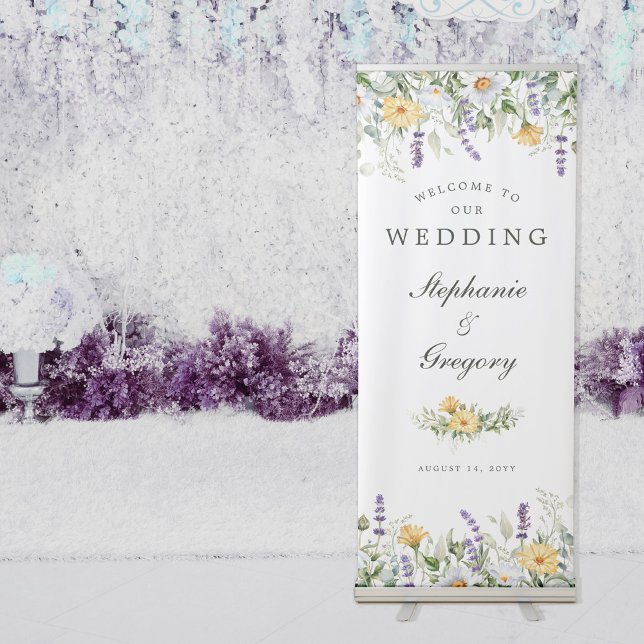 Watercolor Florals Welcome Wedding Retractable Banner (Creator Uploaded)