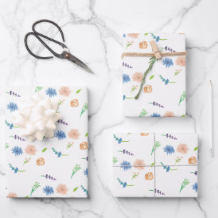 Watercolor Florals Wild Flowers Hand Painted Wrapping Paper Sheet