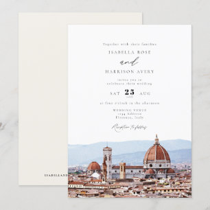 Watercolor Florence, Italy City Skyline Wedding Invitation