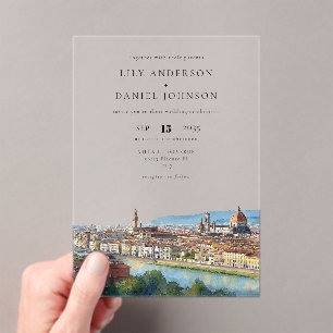 Watercolor Florence Italy Destination Wedding Acrylic Invitations