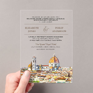 Watercolor Florence Italy Wedding Acrylic Invitations