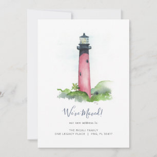 Watercolor Florida Lighthouse Change of Address Holiday Card