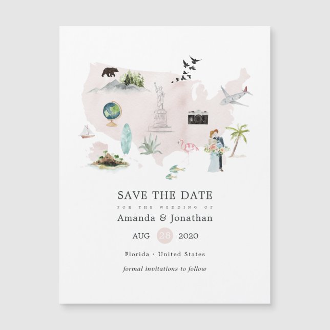 Watercolor Florida USA Destination Wedding (Front)