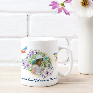 Watercolor Flotral Botanical Custom Photo and Text Coffee Mug