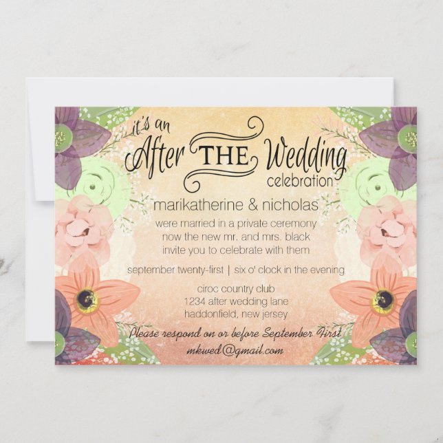 Watercolor Flower After Wedding ID PP1 Invitations (Front)
